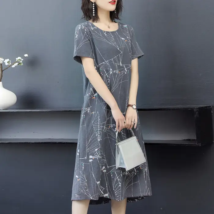 2025 Summer Dress Blue Constellation Print Loose Skirt - Image 6