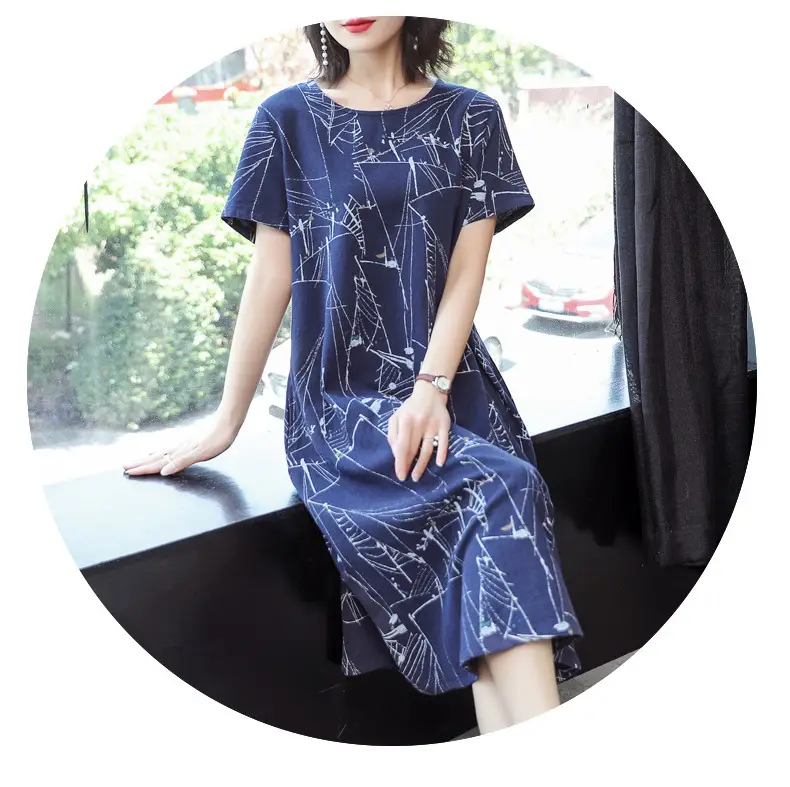 2025 Summer Dress Blue Constellation Print Loose Skirt — feature 13