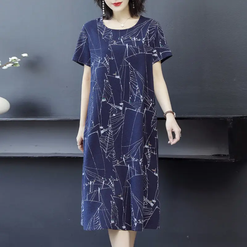 2025 Summer Dress Blue Constellation Print Loose Skirt — feature 3