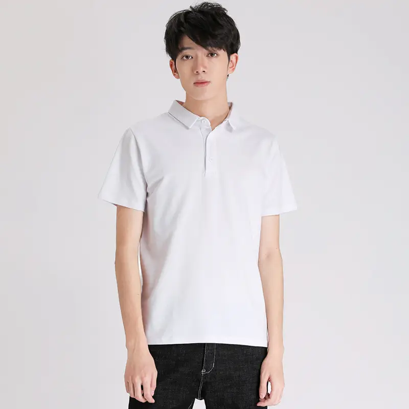 Men's All Cotton White Polo Shirt Large - Image 8
