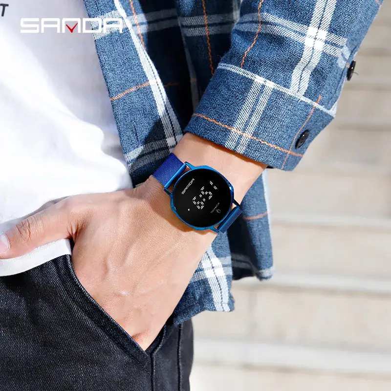 Sanda Smart Touch Watch Blue Digital Display - Image 5