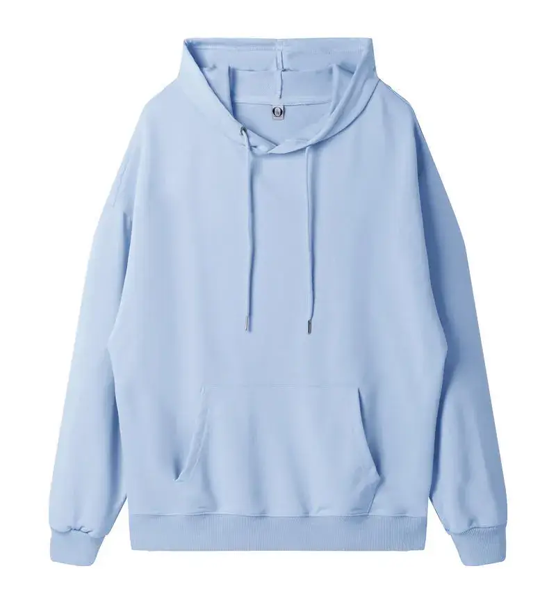 Light Blue Fleece Hoodie with Front Pocket - Image 17