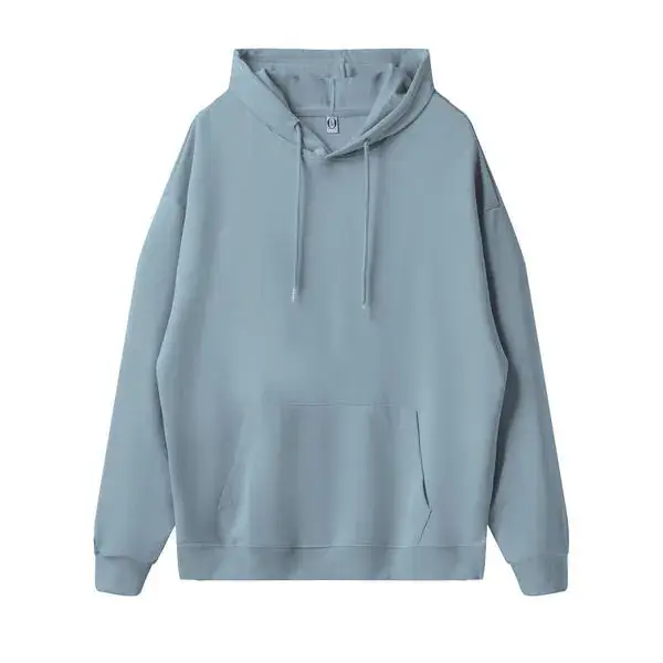 Light Blue Fleece Hoodie with Front Pocket - Image 8