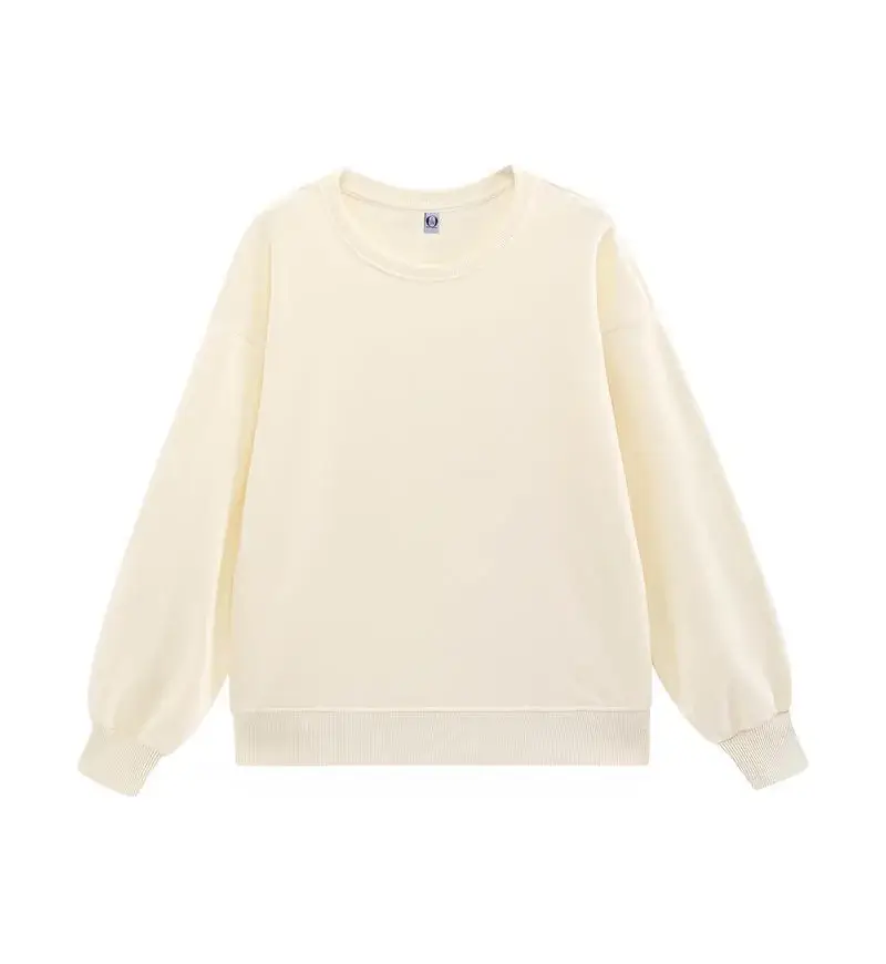 Cream Crewneck Fleece Long Sleeve Hoodie - Image 13
