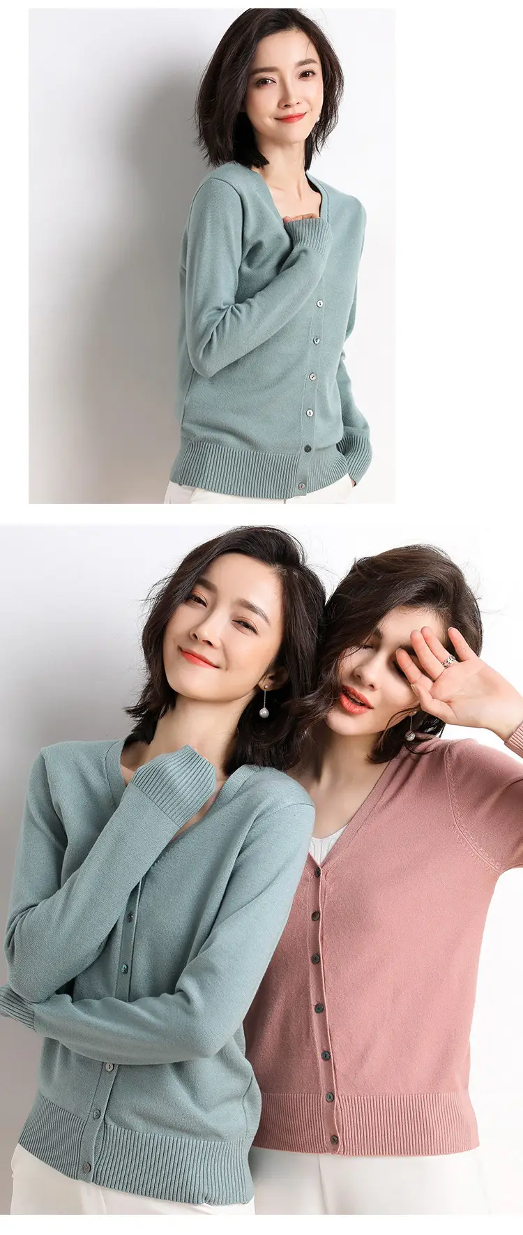 2025 Spring V-Neck Loose Sweater Coat Women — feature 13