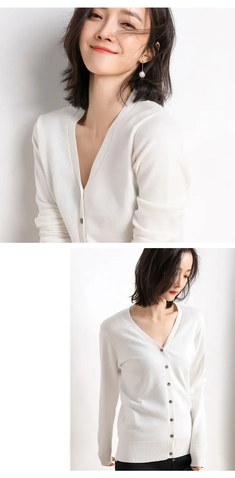 2025 Spring V-Neck Loose Sweater Coat Women — feature 18