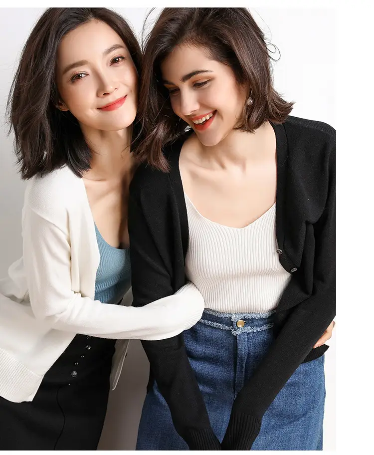 2025 Spring V-Neck Loose Sweater Coat Women — feature 19