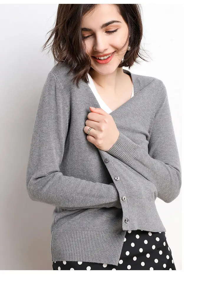 2025 Spring V-Neck Loose Sweater Coat Women — feature 21