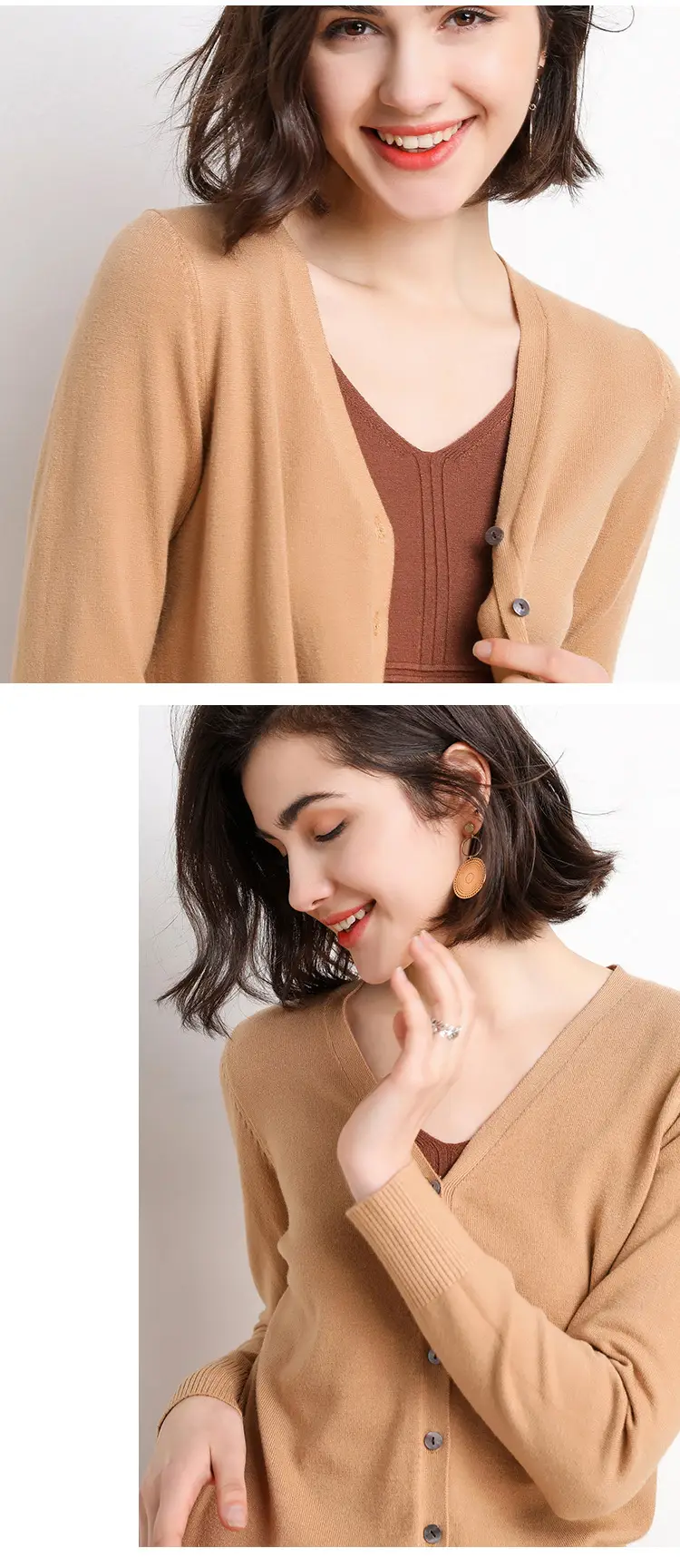 2025 Spring V-Neck Loose Sweater Coat Women — feature 22