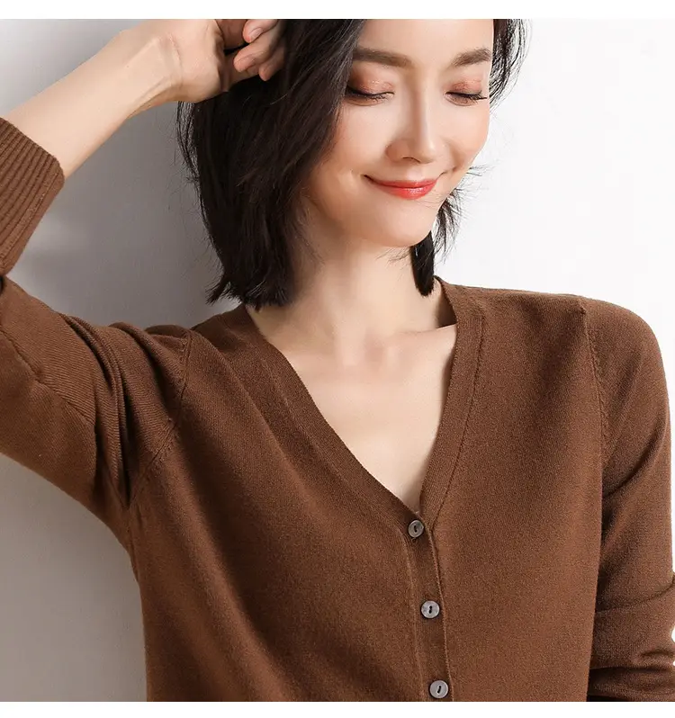 2025 Spring V-Neck Loose Sweater Coat Women — feature 23