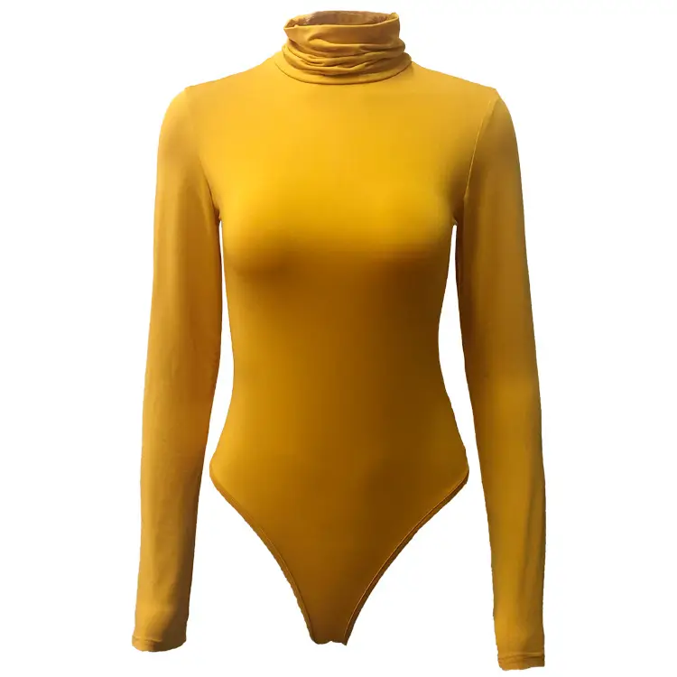 2025 Women's Cross-border Bottoming Slim-fit Bodysuit Yellow - Image 12