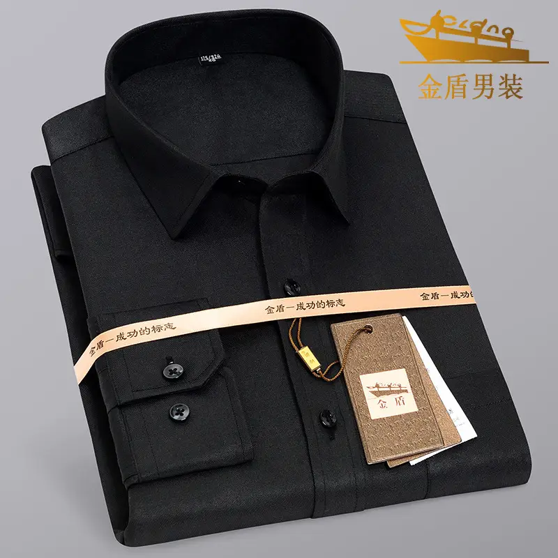 Men's Black Long Sleeve Formal Shirt with Button Front - Image 8