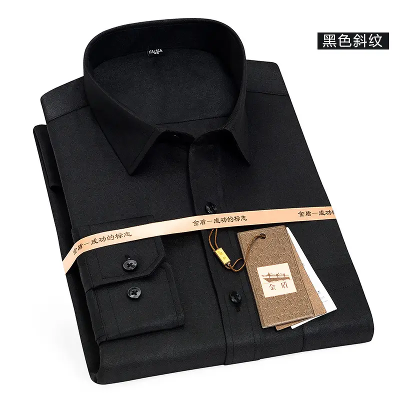 Men's Black Long Sleeve Formal Shirt with Button Front - Image 4