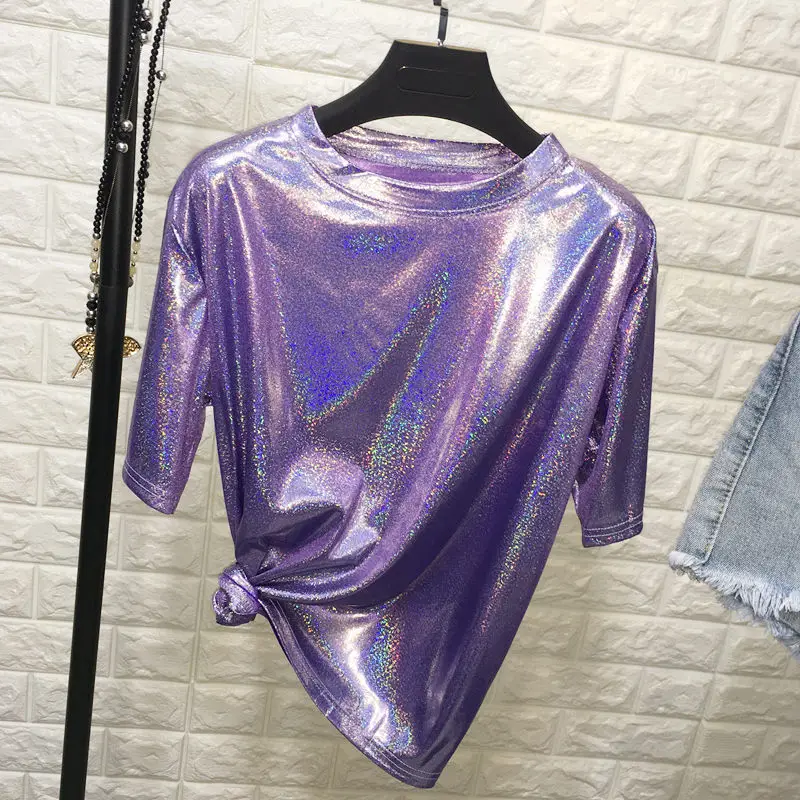 2020 New Summer Underwear Missing Bright Silk T-Shirt Women - Image 7