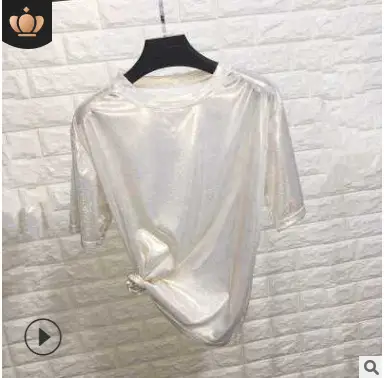 2020 New Summer Underwear Missing Bright Silk T-Shirt Women - Image 6