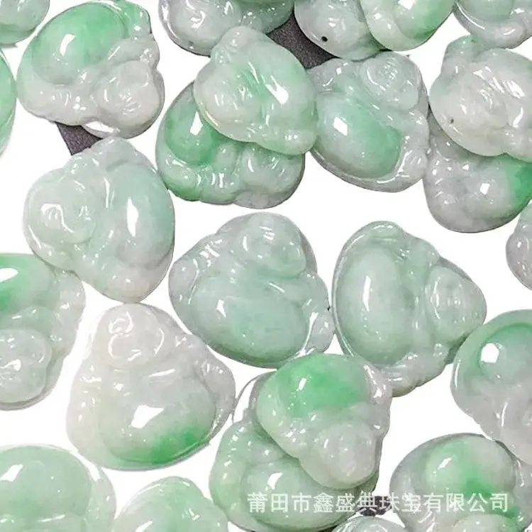 Natural Jade Buddha Pendants Ice Green Glutinous - Image 7