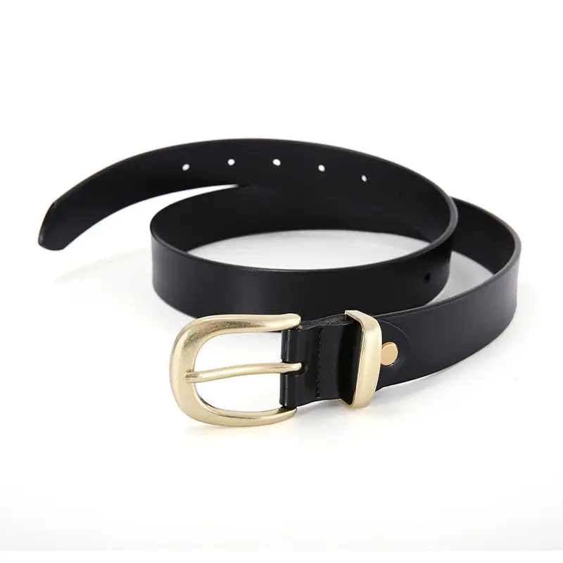 Women's Red Genuine Leather Belt with Gold Buckle - Image 8