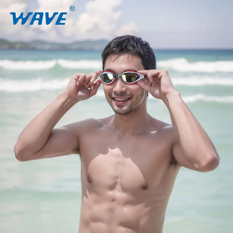 Wave Professional Fashionable Silicone Waterproof Anti-Fog Electroplated High-Definition Swimming Goggles for Men and Women with Prescription Lenses