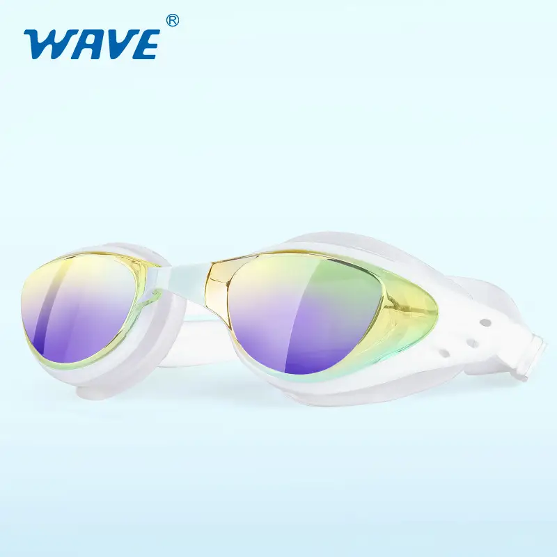 Wave Professional Fashionable Silicone Waterproof Anti-Fog Electroplated High-Definition Swimming Goggles for Men and Women with Prescription Lenses