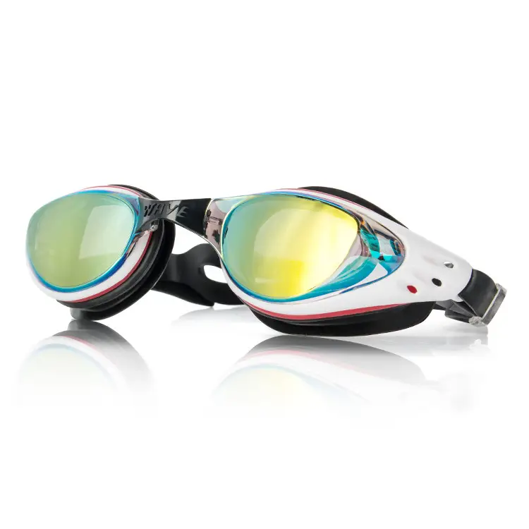 Wave Professional Fashionable Silicone Waterproof Anti-Fog Electroplated High-Definition Swimming Goggles for Men and Women with Prescription Lenses