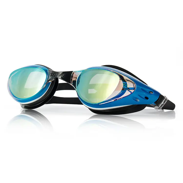 Wave Professional Fashionable Silicone Waterproof Anti-Fog Electroplated High-Definition Swimming Goggles for Men and Women with Prescription Lenses