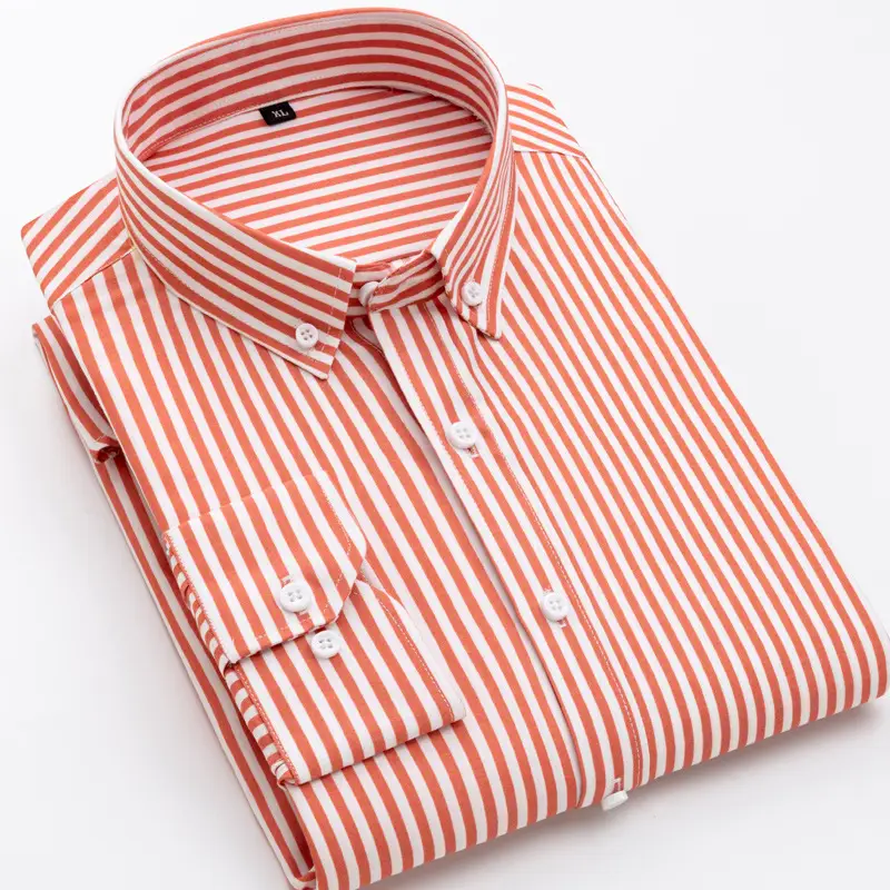 Men Striped Slim Fit Long Sleeve Shirt Blue Red Black - Image 2