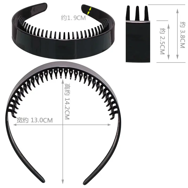 Black Painted Hairband Long Teeth 2.5cm Women's - Image 5