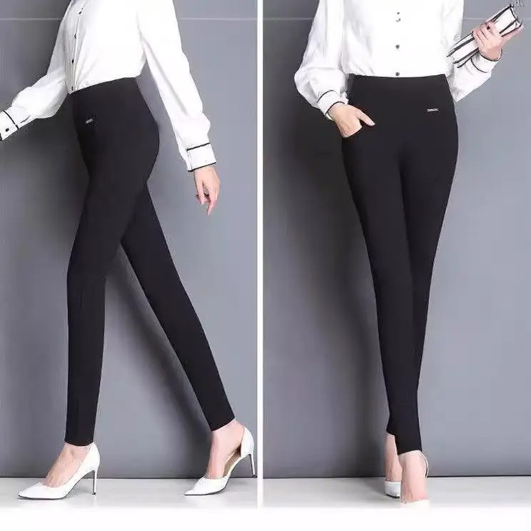 Women's Ankle Pants Black Elastic High Waist Spring Autumn - Image 5