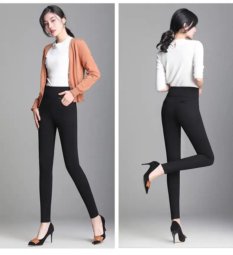 Women's Ankle Pants Black Elastic High Waist Spring Autumn — feature 4