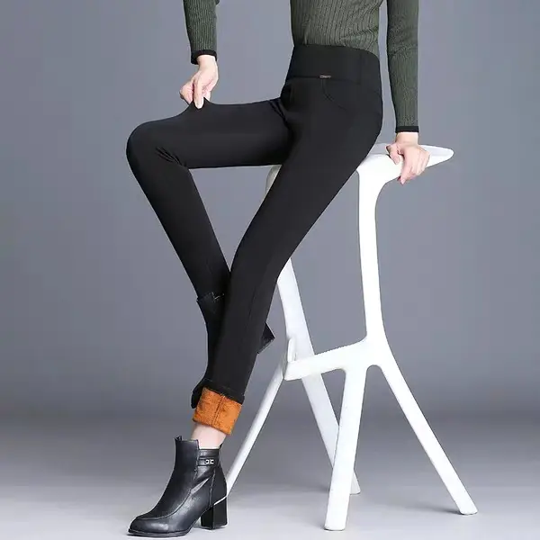Women's Ankle Pants Black Elastic High Waist Spring Autumn — feature 6