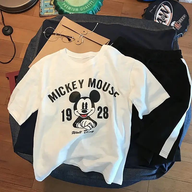 Women's Mickey Mouse Printed T-Shirt Black White 28 — feature 7