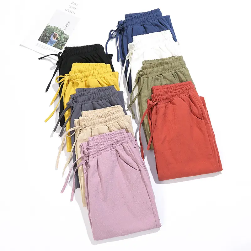 Women Cotton Harem Pants Black Spring Summer Loose Fit - Image 12