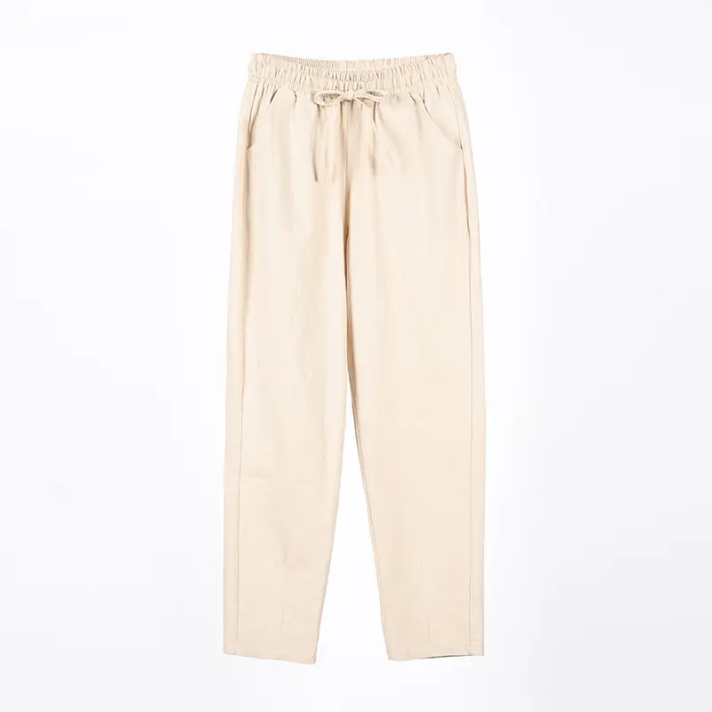 Women Cotton Harem Pants Black Spring Summer Loose Fit - Image 3
