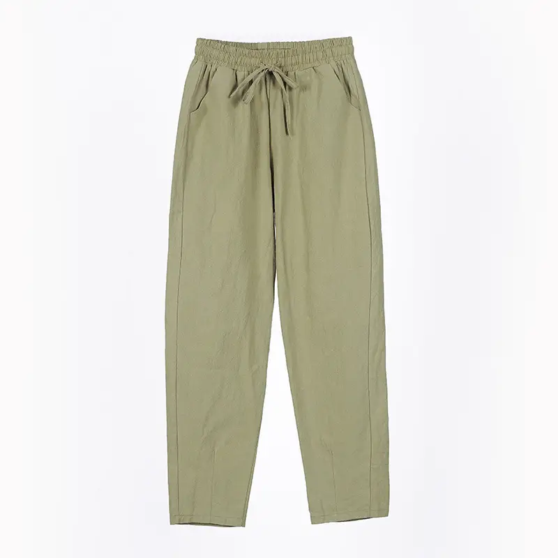 Women Cotton Harem Pants Black Spring Summer Loose Fit - Image 6