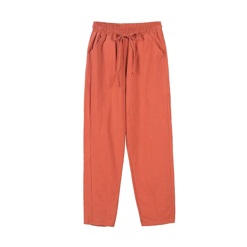 Women Cotton Harem Pants Black Spring Summer Loose Fit - Image 7