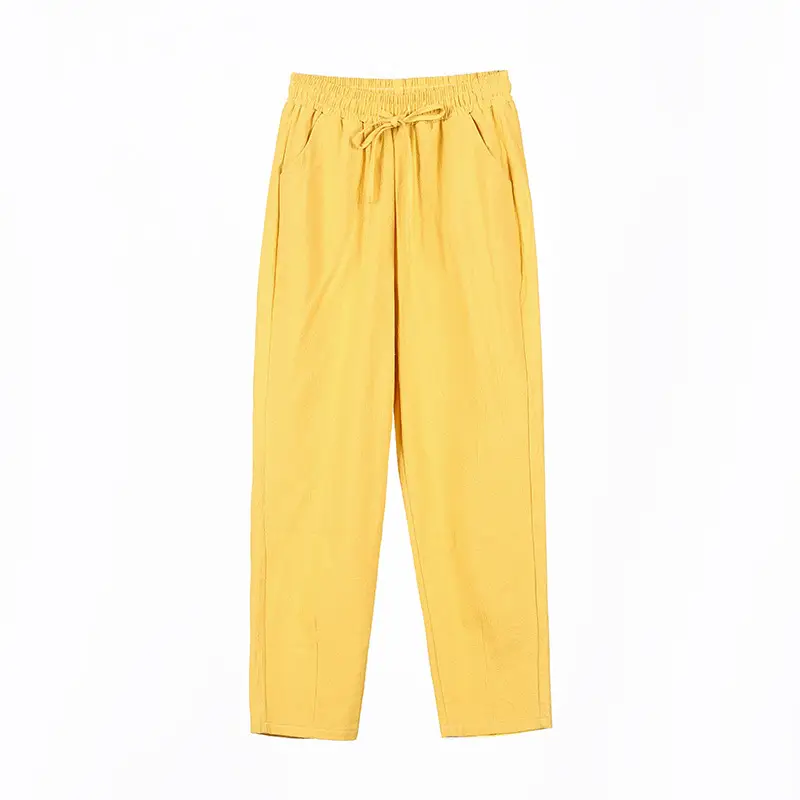 Women Cotton Harem Pants Black Spring Summer Loose Fit - Image 8