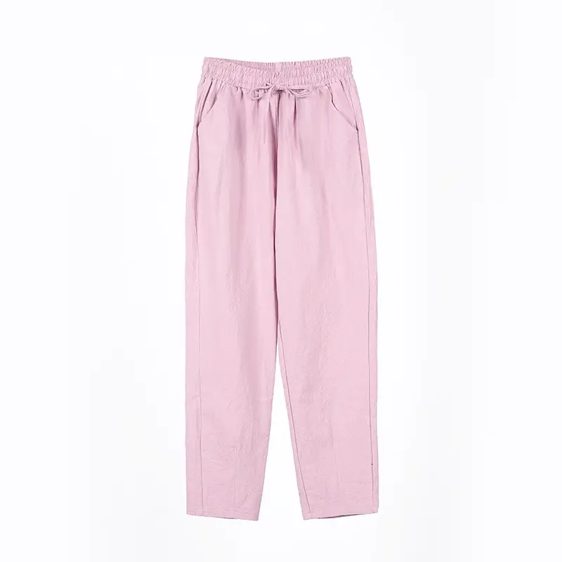 Women Cotton Harem Pants Black Spring Summer Loose Fit - Image 9
