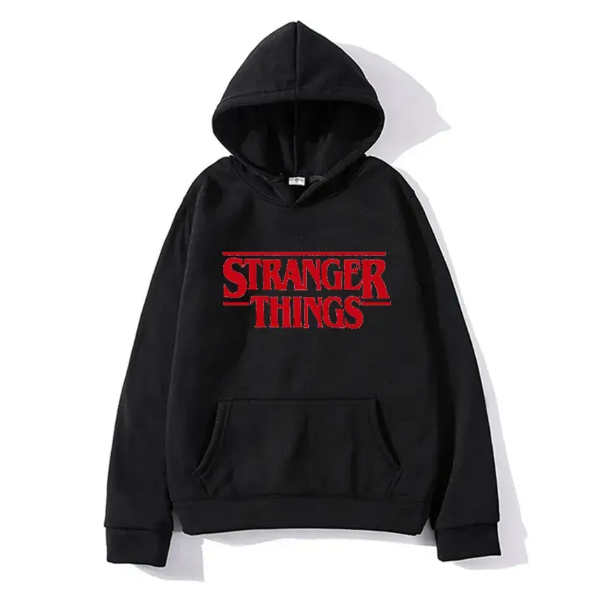 Strange Things Printed Hoodie for Men Women Grey - Image 25