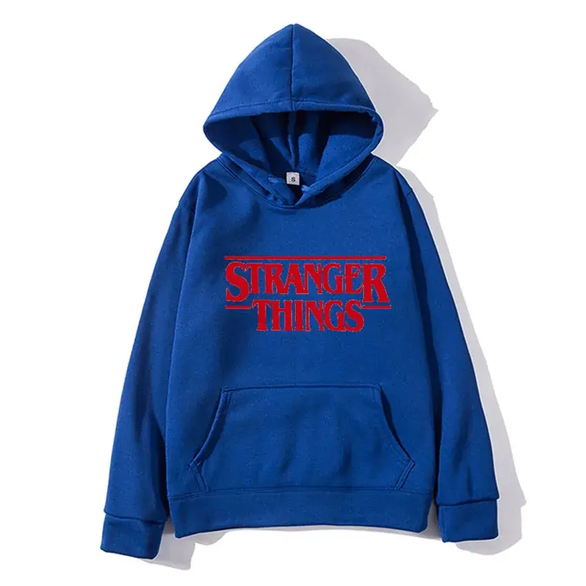 Strange Things Printed Hoodie for Men Women Grey - Image 14