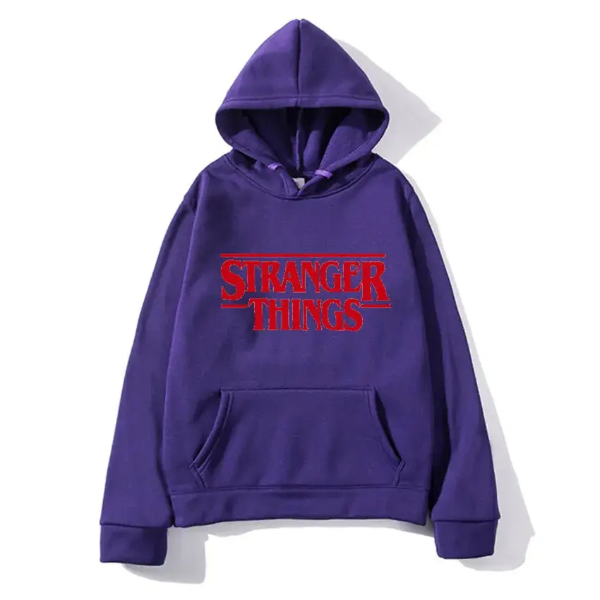 Strange Things Printed Hoodie for Men Women Grey - Image 16