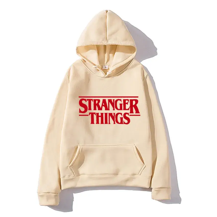 Strange Things Printed Hoodie for Men Women Grey - Image 18