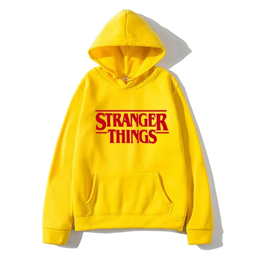 Strange Things Printed Hoodie for Men Women Grey - Image 19