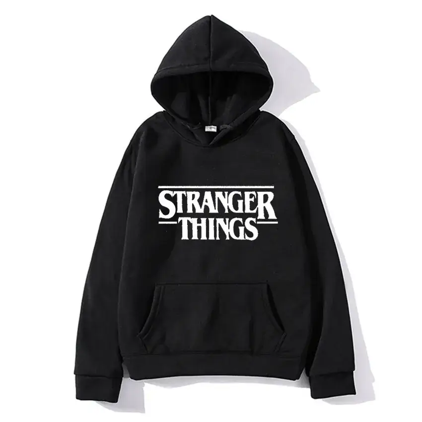 Strange Things Printed Hoodie for Men Women Grey - Image 2