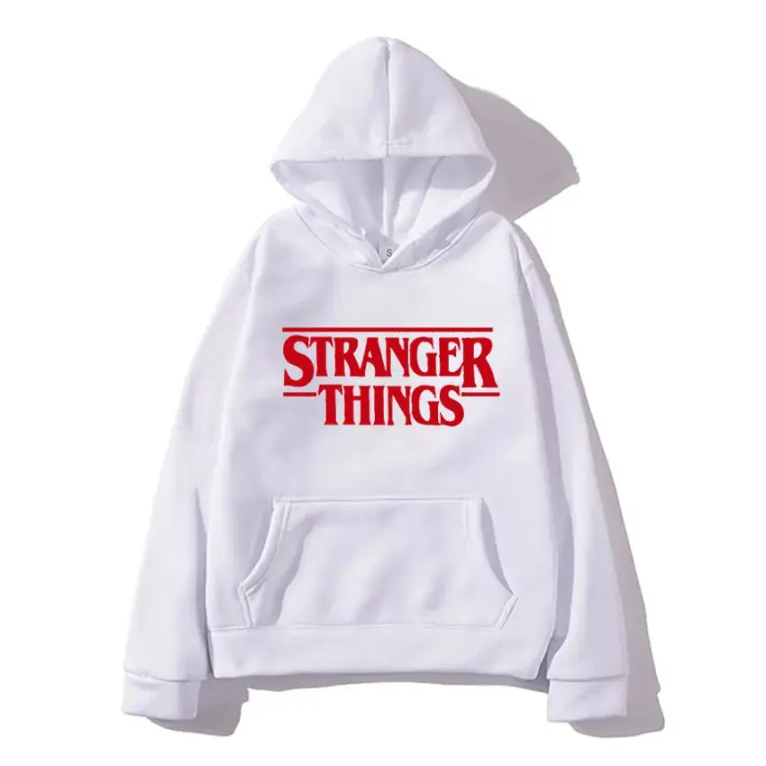 Strange Things Printed Hoodie for Men Women Grey - Image 21