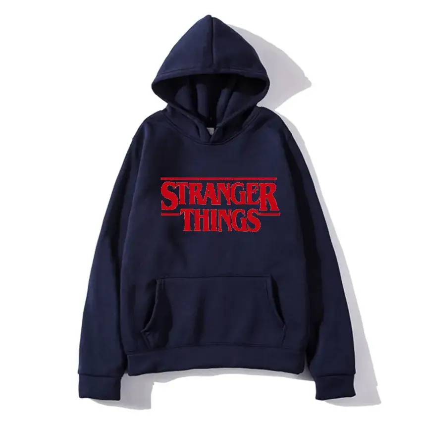 Strange Things Printed Hoodie for Men Women Grey - Image 22
