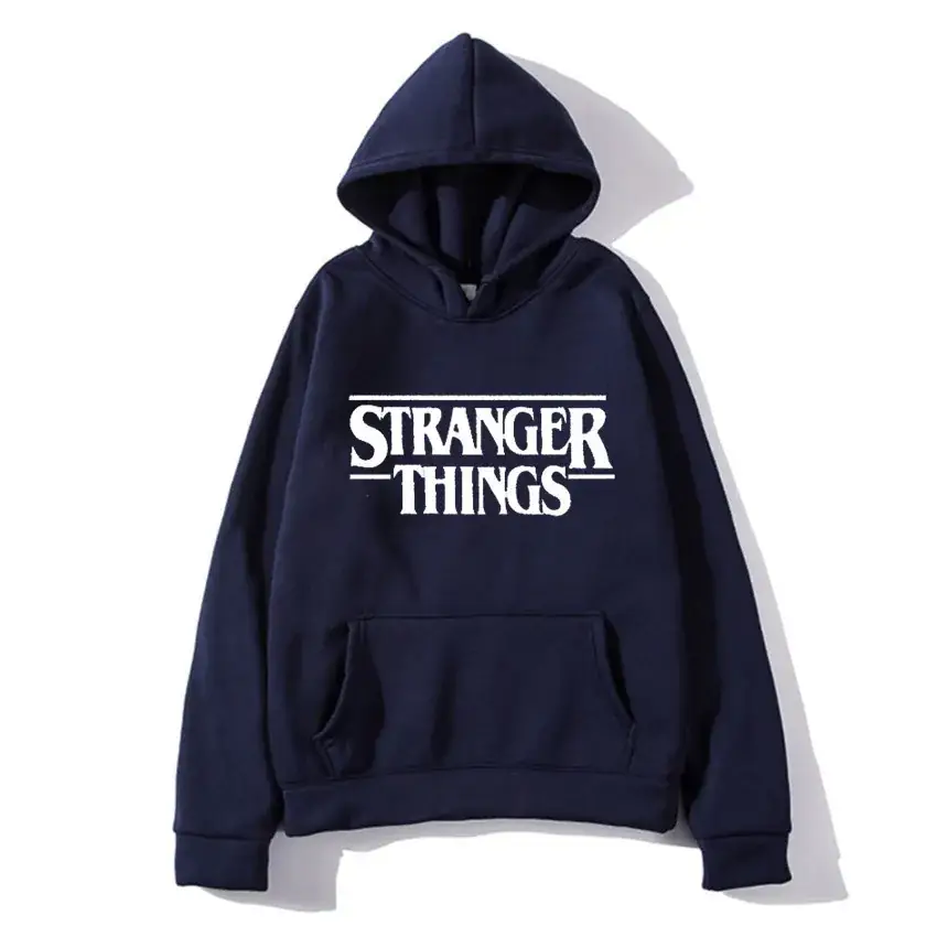 Strange Things Printed Hoodie for Men Women Grey - Image 9
