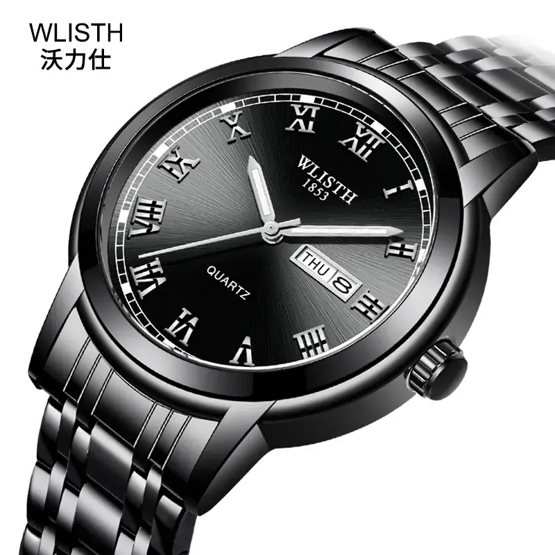 Business Men's Blue Dial Quartz Watch with Luminous Steel Band - Image 6