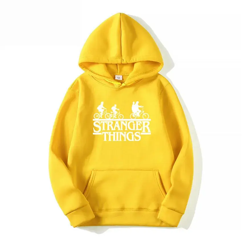 Men's Grey Stranger Things Hoodie with Stamp Print - Image 11