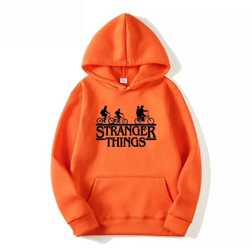 Men's Grey Stranger Things Hoodie with Stamp Print - Image 15