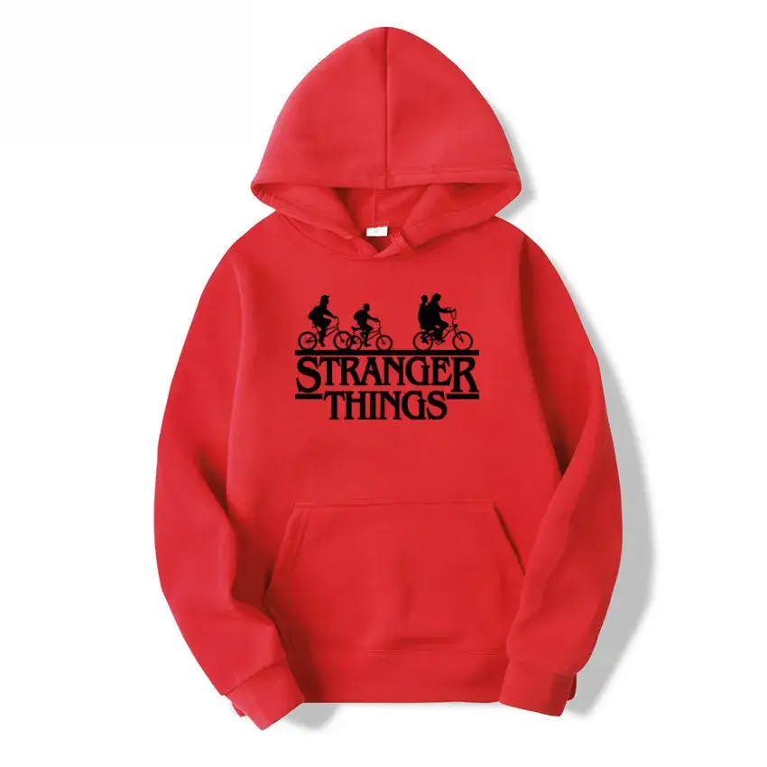 Men's Grey Stranger Things Hoodie with Stamp Print - Image 21